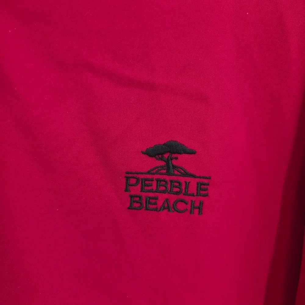 Pebble Beach Windbreaker Mens XL Red Golf Pullover Water Resistant Short Sleeve